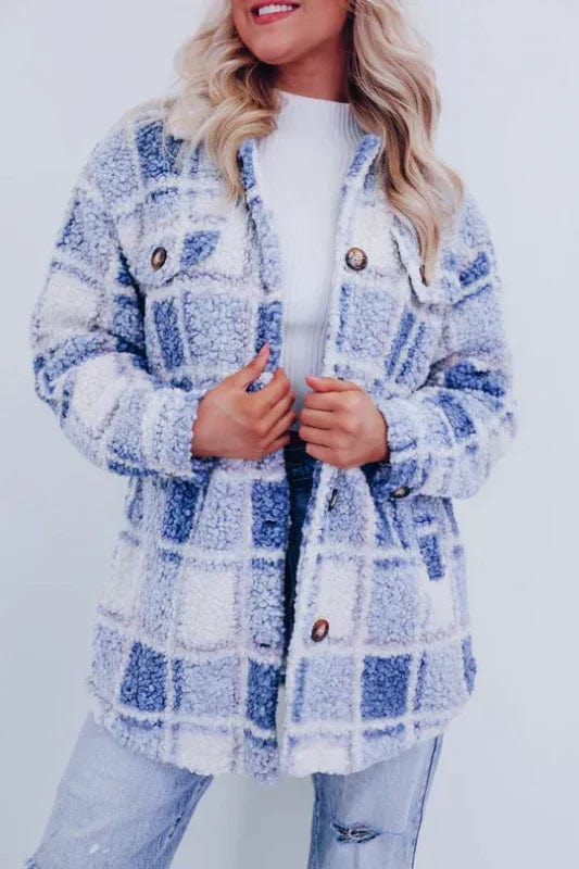 Women Jacket | Oversized Fit with Checked Plaid Pattern
