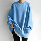 Women Sweatshirt | Oversized Fit with Crew Neck and Chest Pocket