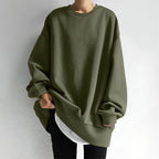 Women Sweatshirt | Oversized Fit with Crew Neck and Chest Pocket