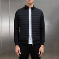 Men Jacket | Quilted Panel Front with Stand Collar Zip