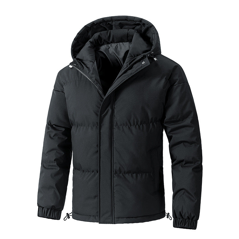 Men Jacket | Quilted Loose Fit with Attached Hood Winter