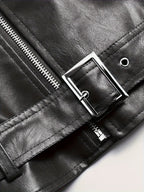 Men Jacket | Asymmetric Zip Biker with Belted Waist Fit