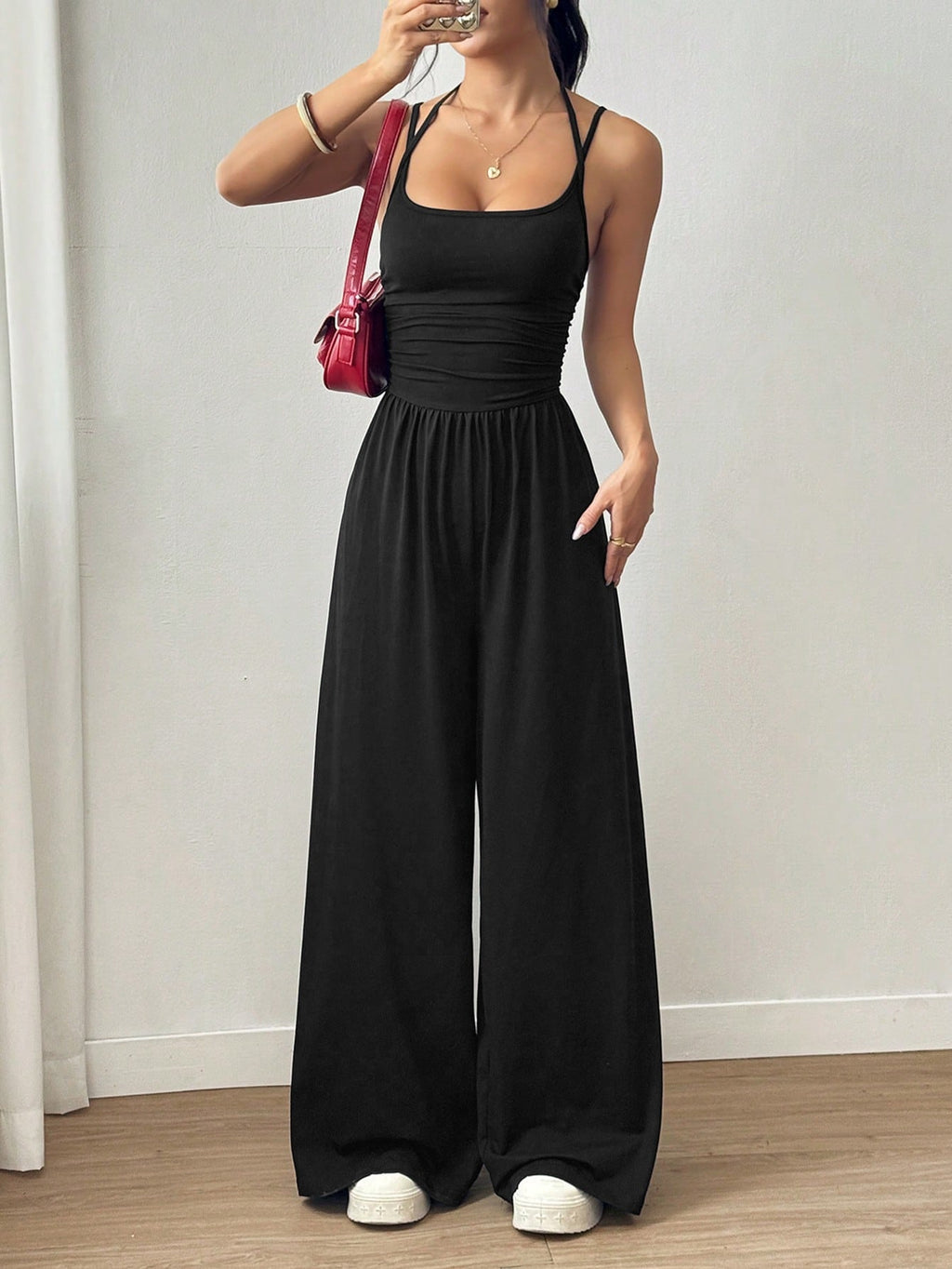 Women Jumpsuit | Wide Leg Fit with Ruched Waist Detail