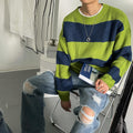 Men Sweatshirt | Oversized Crew Neck Colour Block Stripe Fit