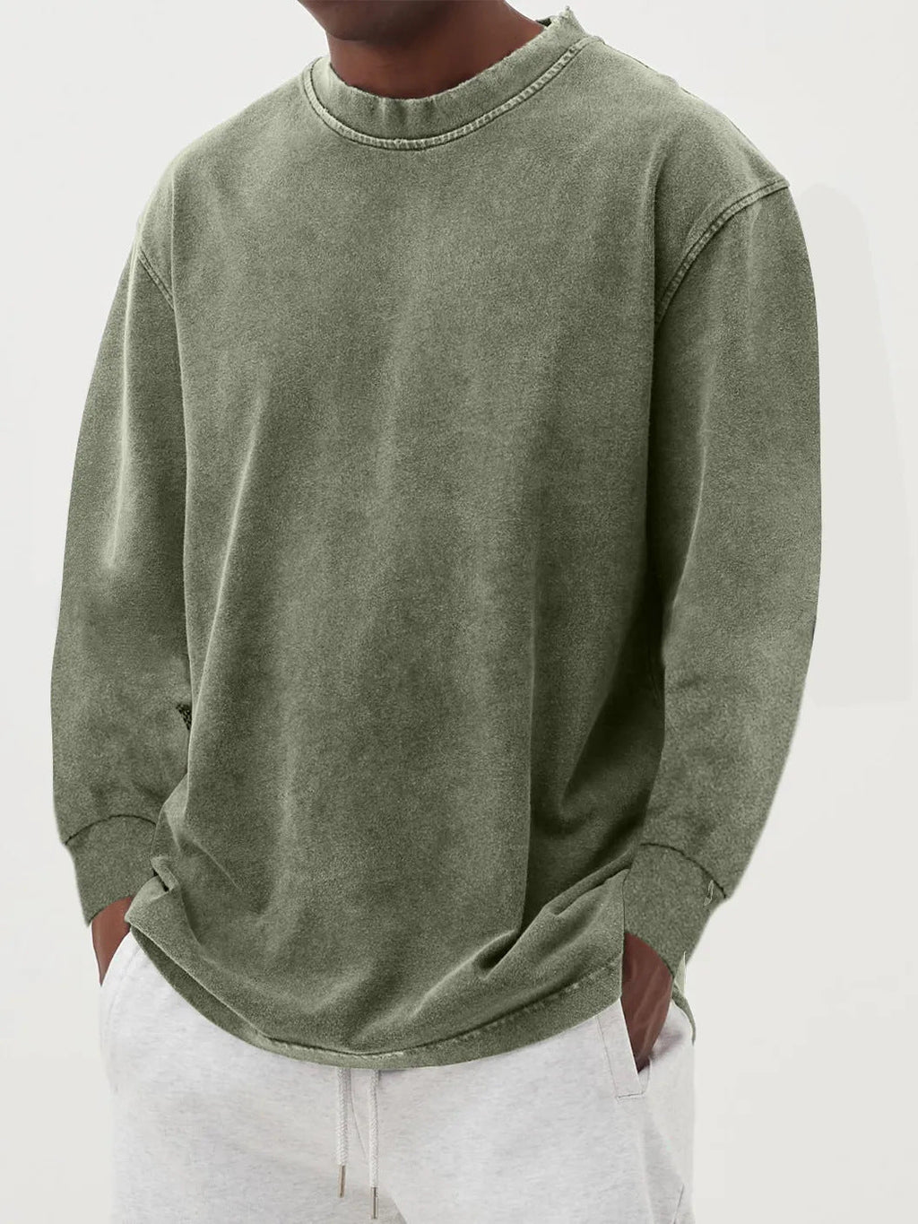 Men Sweatshirt | Oversized Fit with Crew Neck and Ribbed Cuffs