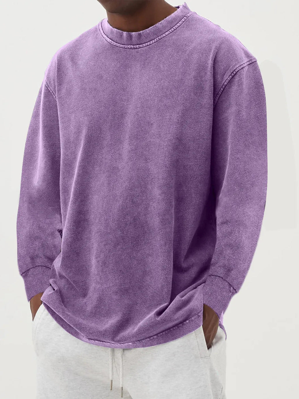 Men Sweatshirt | Oversized Fit with Crew Neck and Ribbed Cuffs