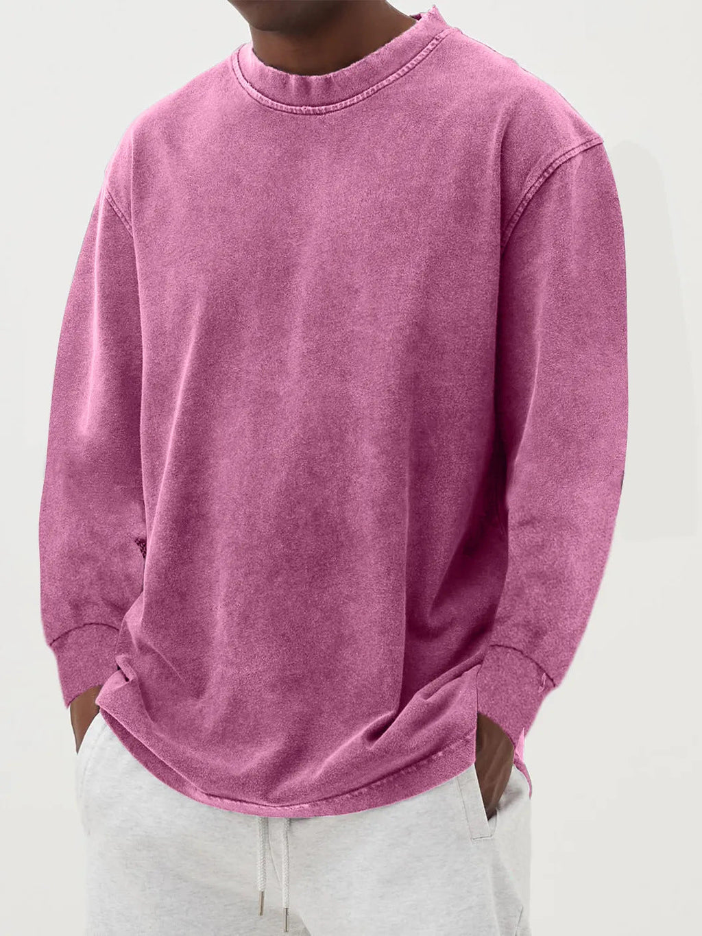 Men Sweatshirt | Oversized Fit with Crew Neck and Ribbed Cuffs