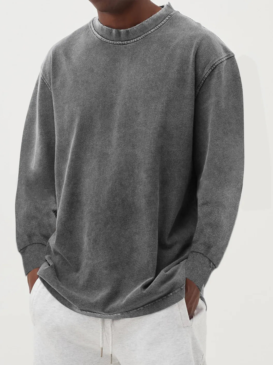 Men Sweatshirt | Oversized Fit with Crew Neck and Ribbed Cuffs