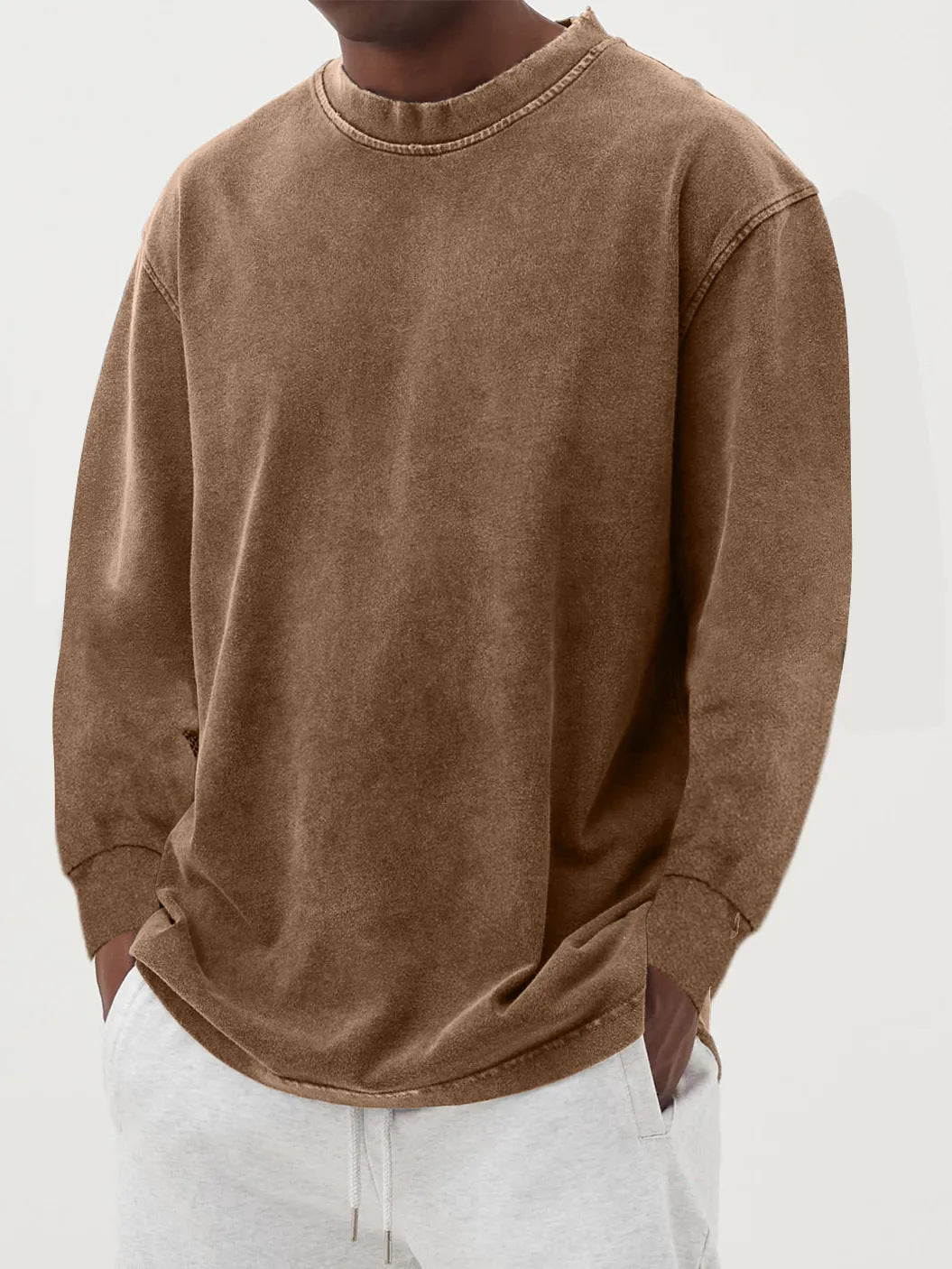 Men Sweatshirt | Oversized Fit with Crew Neck and Ribbed Cuffs