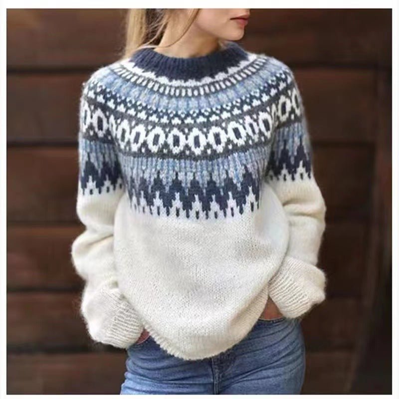 Women Sweater | Round Neck Long Sleeve Knitted Design