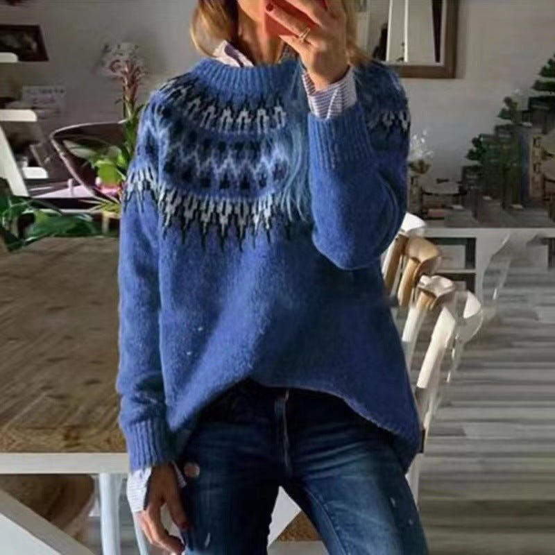 Women Sweater | Round Neck Long Sleeve Knitted Design