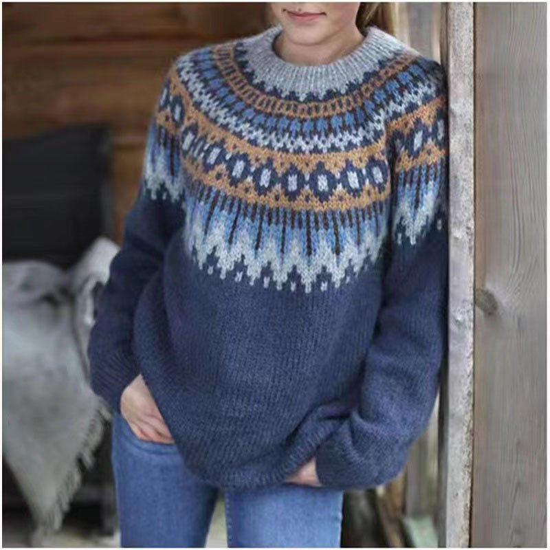 Women Sweater | Round Neck Long Sleeve Knitted Design