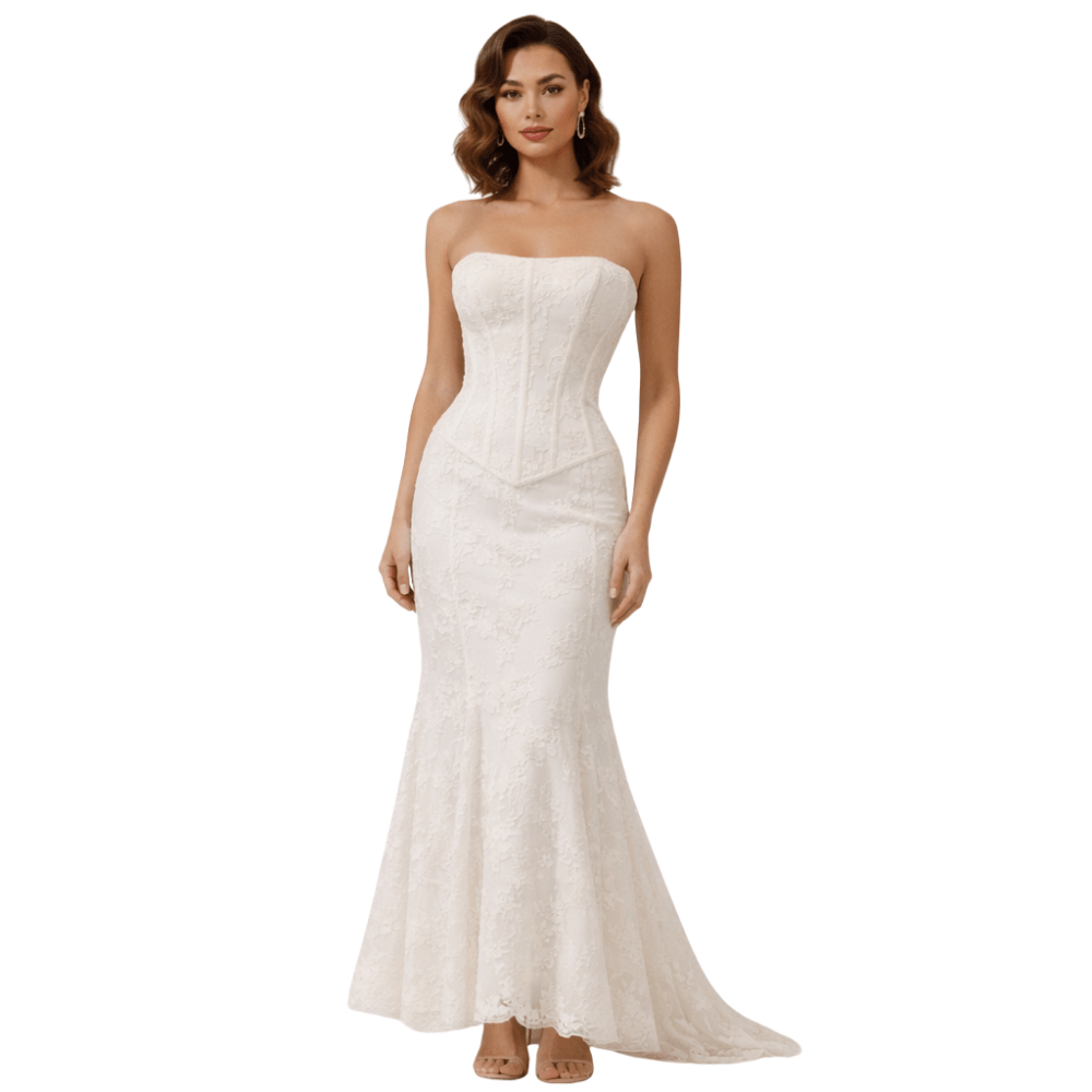 Floor Length Dress Women Mermaid Hem Silhouette Fit - Evergreen Outfits - Women Maxi Dress