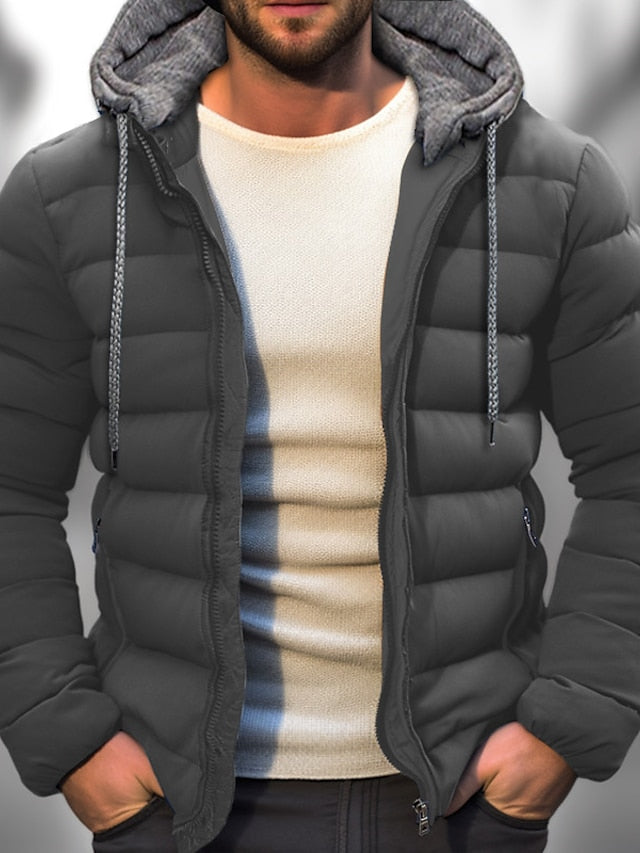 Men Jacket | Hooded Zip Front with Adjustable Drawstring