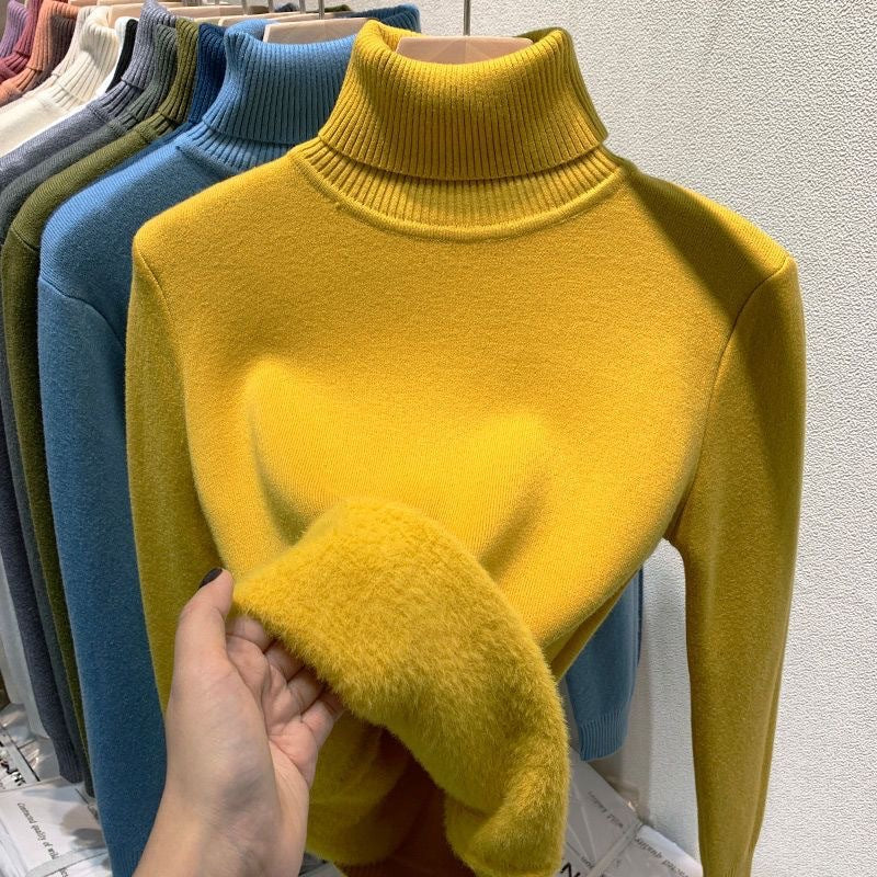 Women Sweater | High Collar Pullover with Internal Lining