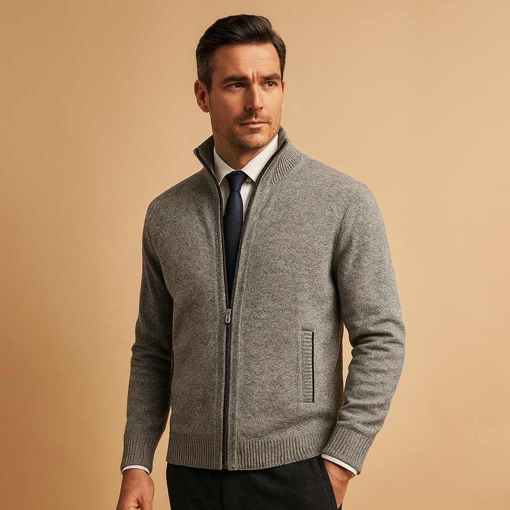 Men Cardigan | Full-Zip Loose Fit with Long Sleeves