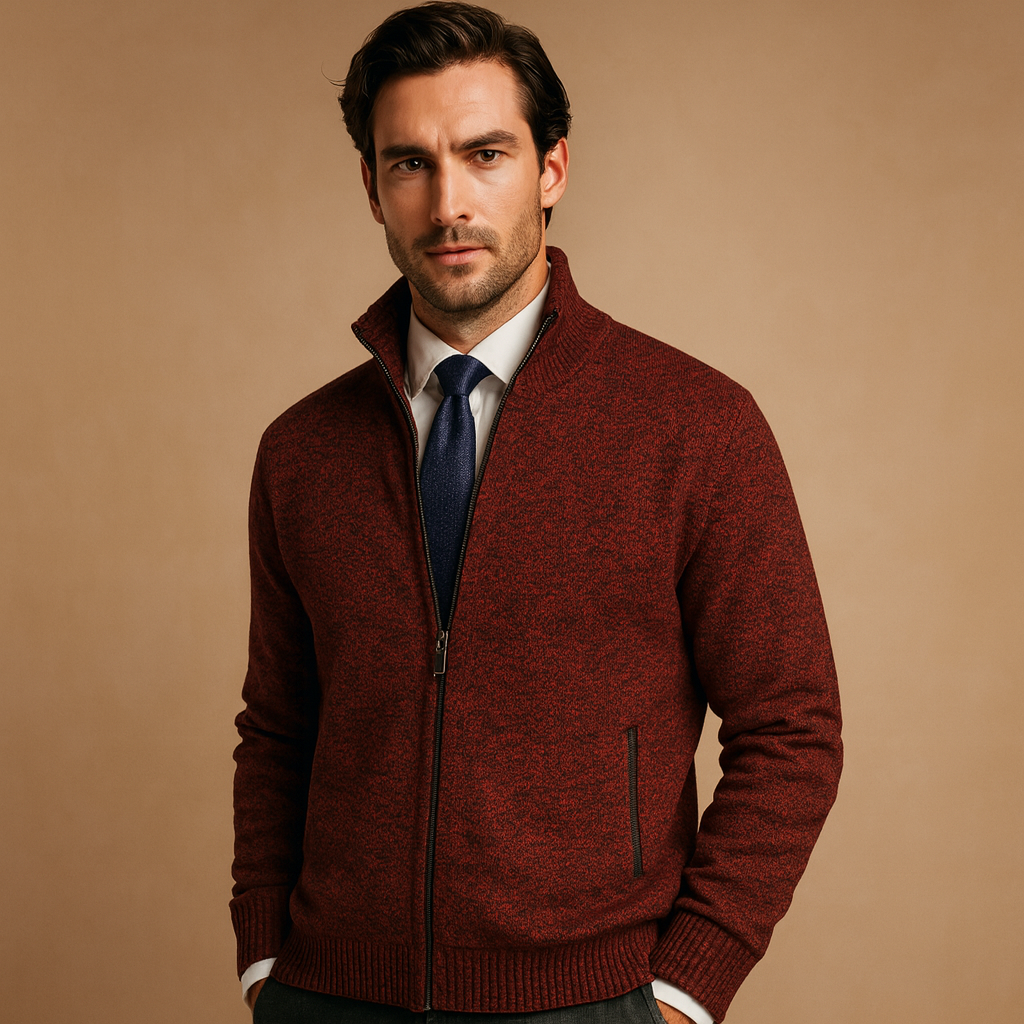 Men Cardigan | Full-Zip Loose Fit with Long Sleeves