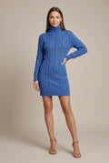 Women Polo Dress | Cable Knit Mini with Ribbed Cuffs