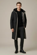 Men Coat | Longline Hooded Padded with Storm Flap Pockets