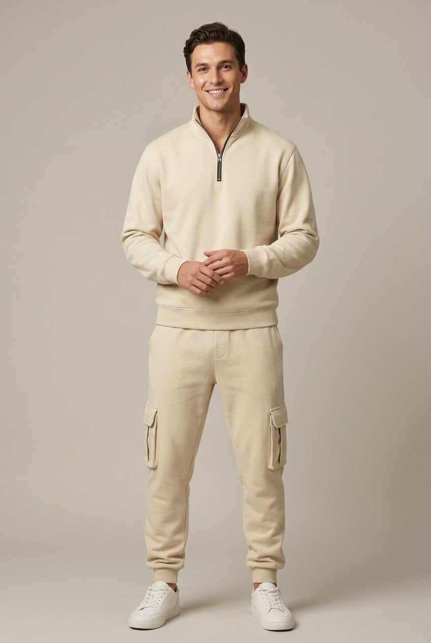 Men Set | Quarter-Zip Sweatshirt and Cargo Jogger Fit