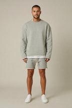 Men Set | Relaxed Fit Crewneck Sweatshirt and Shorts