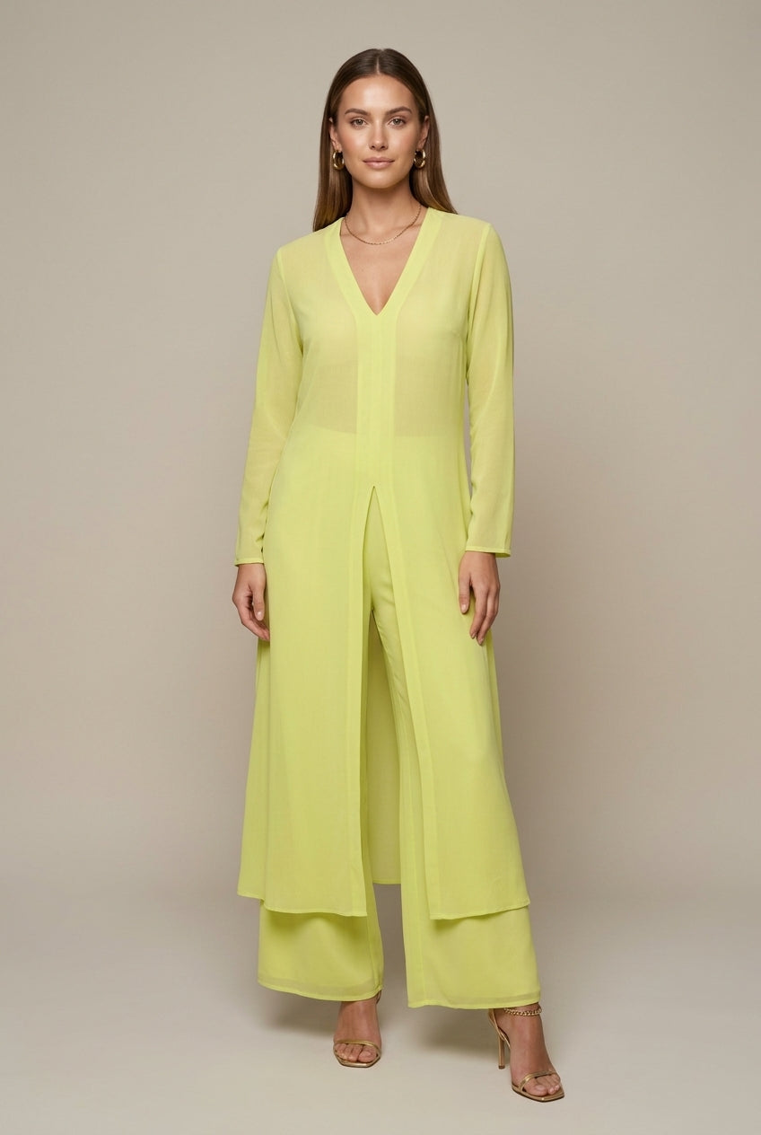 Women Set | Sheer Long Top and Matching Trousers Duo