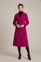 Women Coat | Belted Wrap Silhouette with Notch Lapel