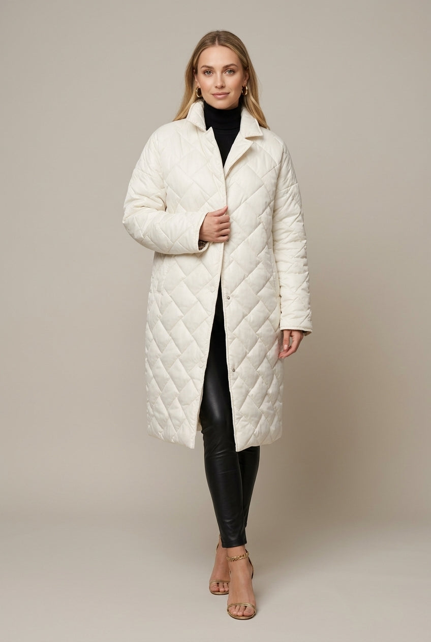 Women Puffer Jacket | Longline Quilted Reversible Design