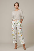 Women Trousers | Wide Leg Cropped Relaxed Fit with Drawstring