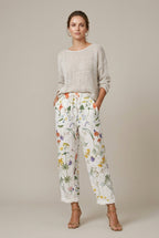 Women Trousers | Wide Leg Cropped Relaxed Fit with Drawstring