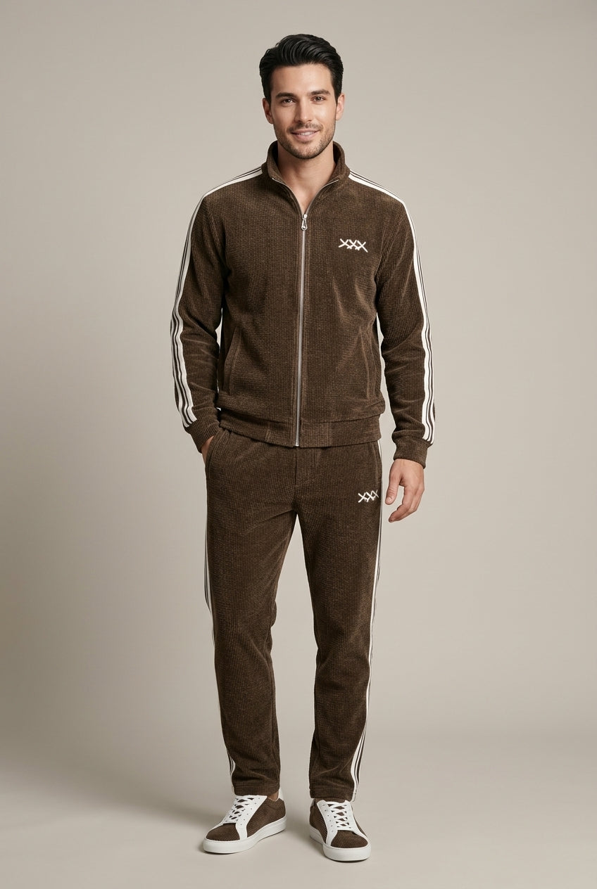 Men's Set | Half-Zip Jacket and Jogger Pants with Stripe Trim