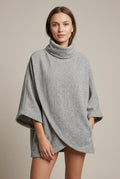 Women Sweater | Oversized Mock Neck with Ribbed Trims