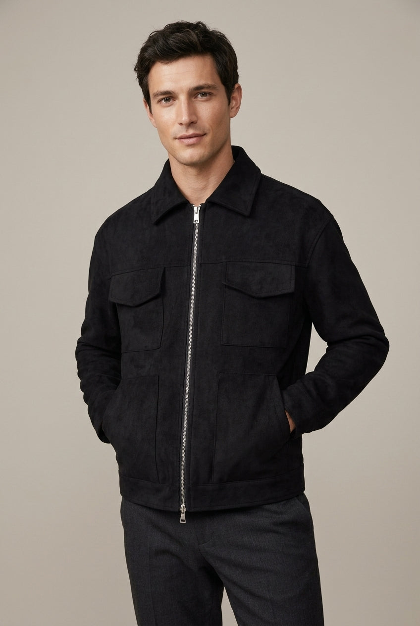 Men Jacket | Full-Zip Closure with Point Collar Regular Fit
