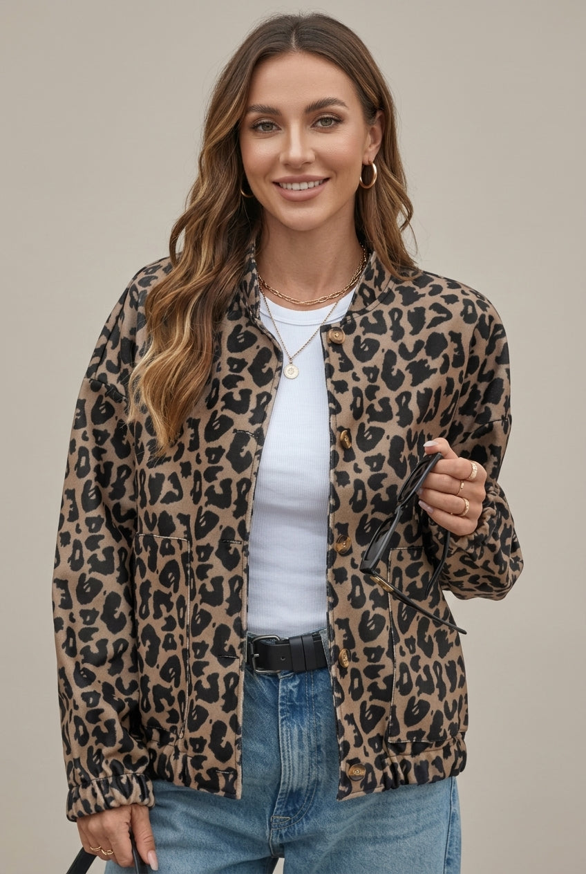 Women Jacket | Oversized Bomber with Snap-Button Front