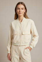 Women Jacket | Relaxed Fit Bomber with Button Front Closure