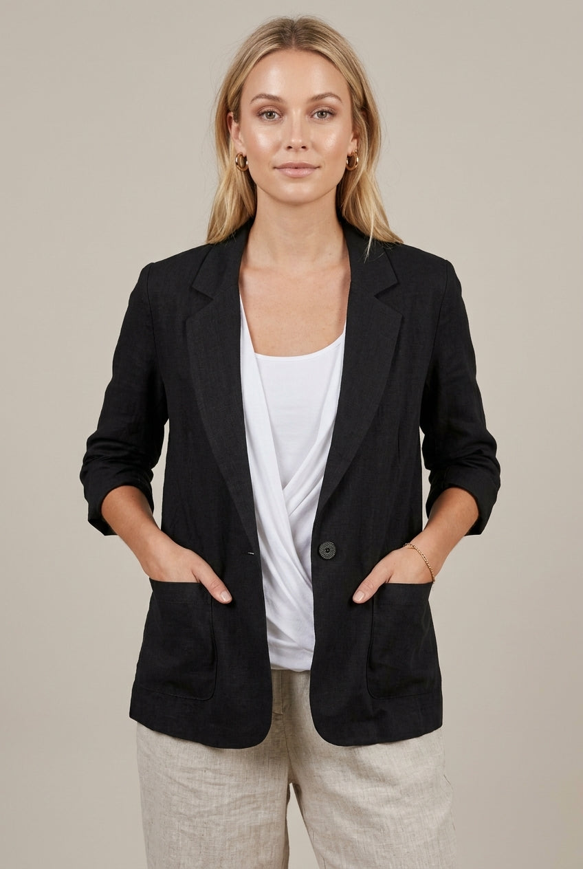 Women Blazer | Relaxed Fit with Notch Lapel and Button