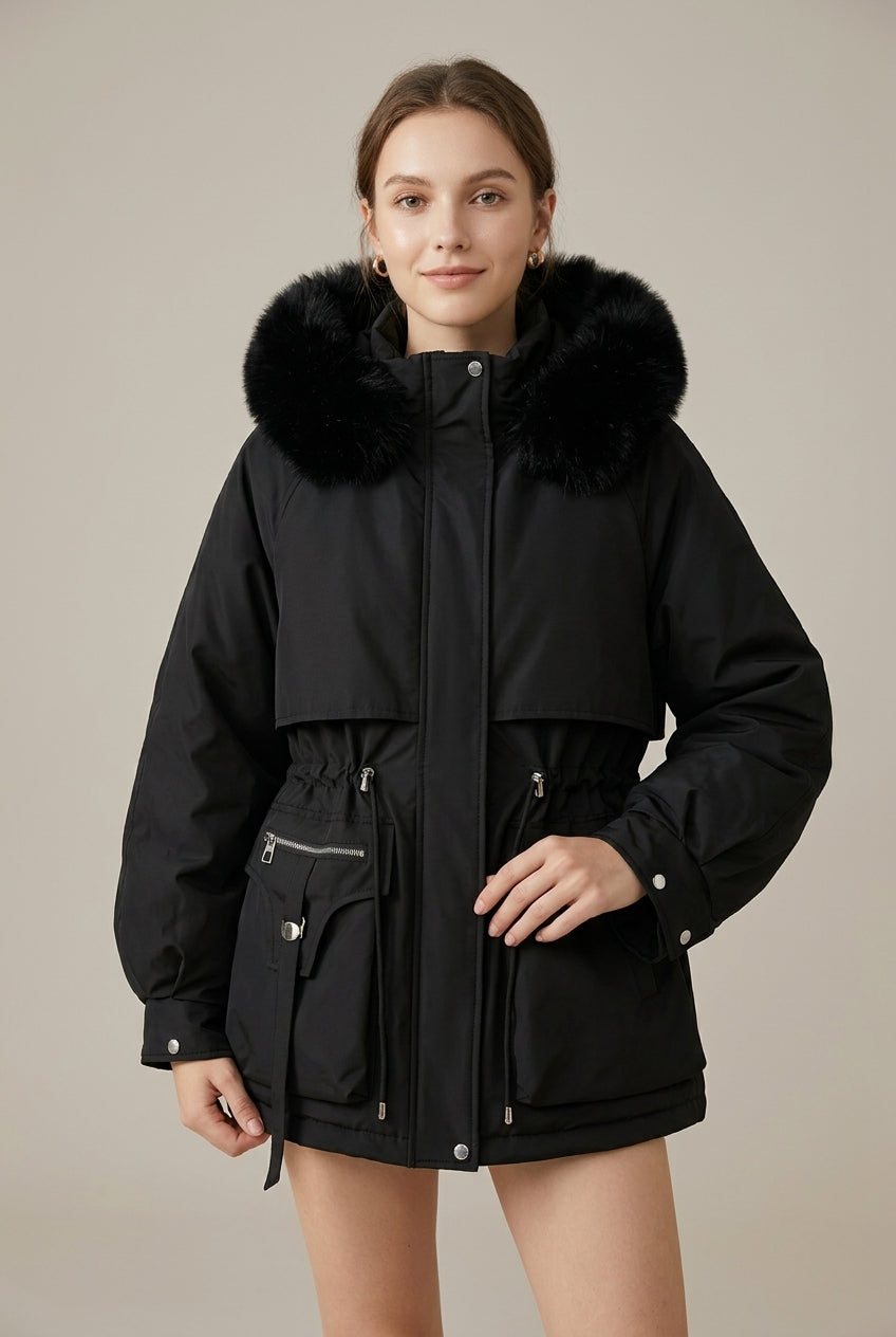 Women Parka | Quilted Shell with Faux Fur-Trimmed Hood