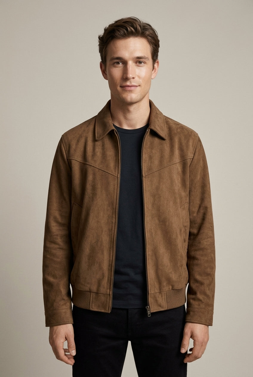Men Jacket | Bomber Fit with Full-Zip Front and Ribbed Hem