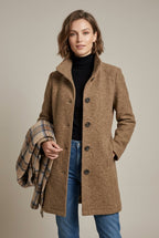 Women Coat | Notch Collar Button-Front Mid-Length Fit