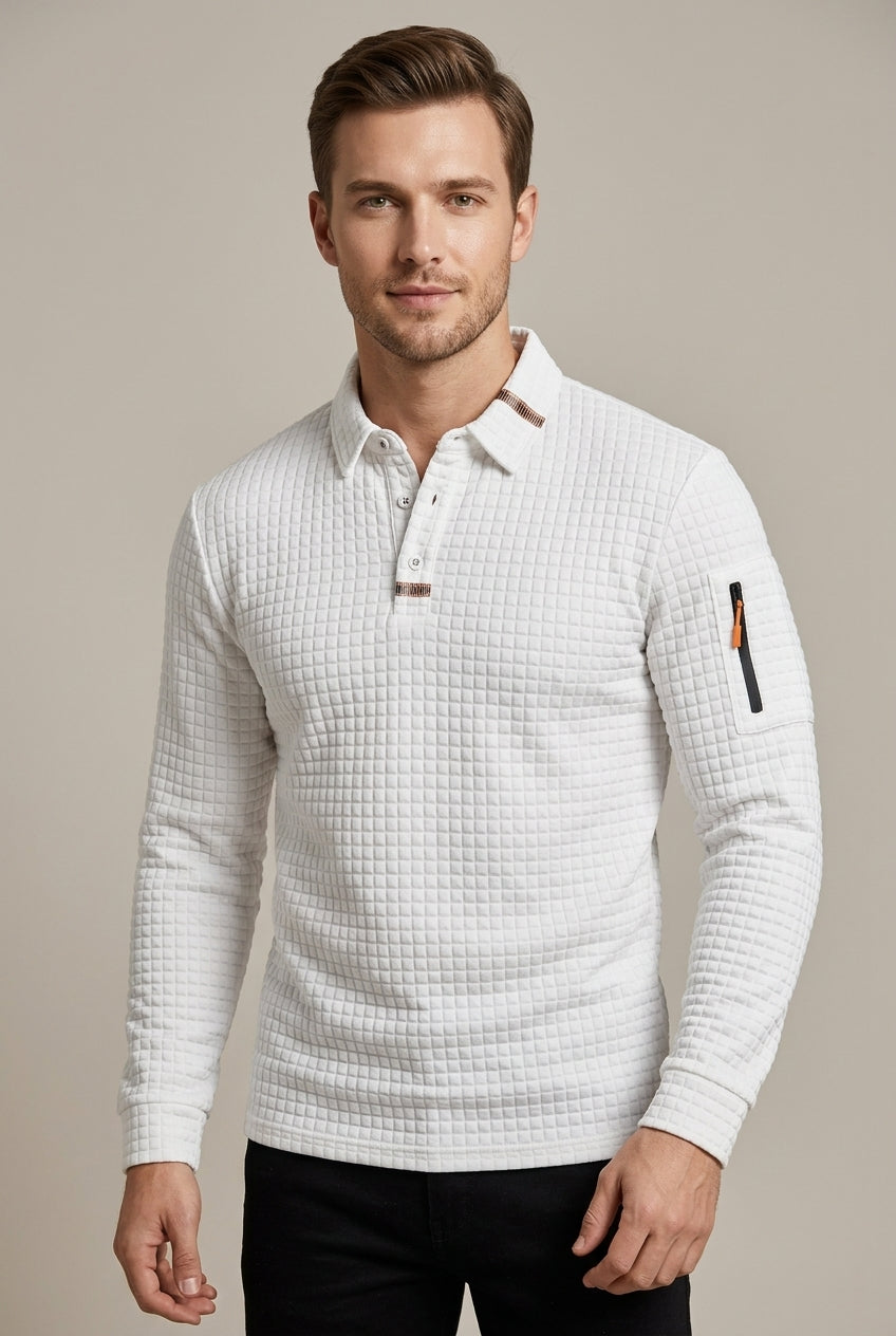 Men Polo Shirt | Quilted Construction with Sleeve Zip Pocket