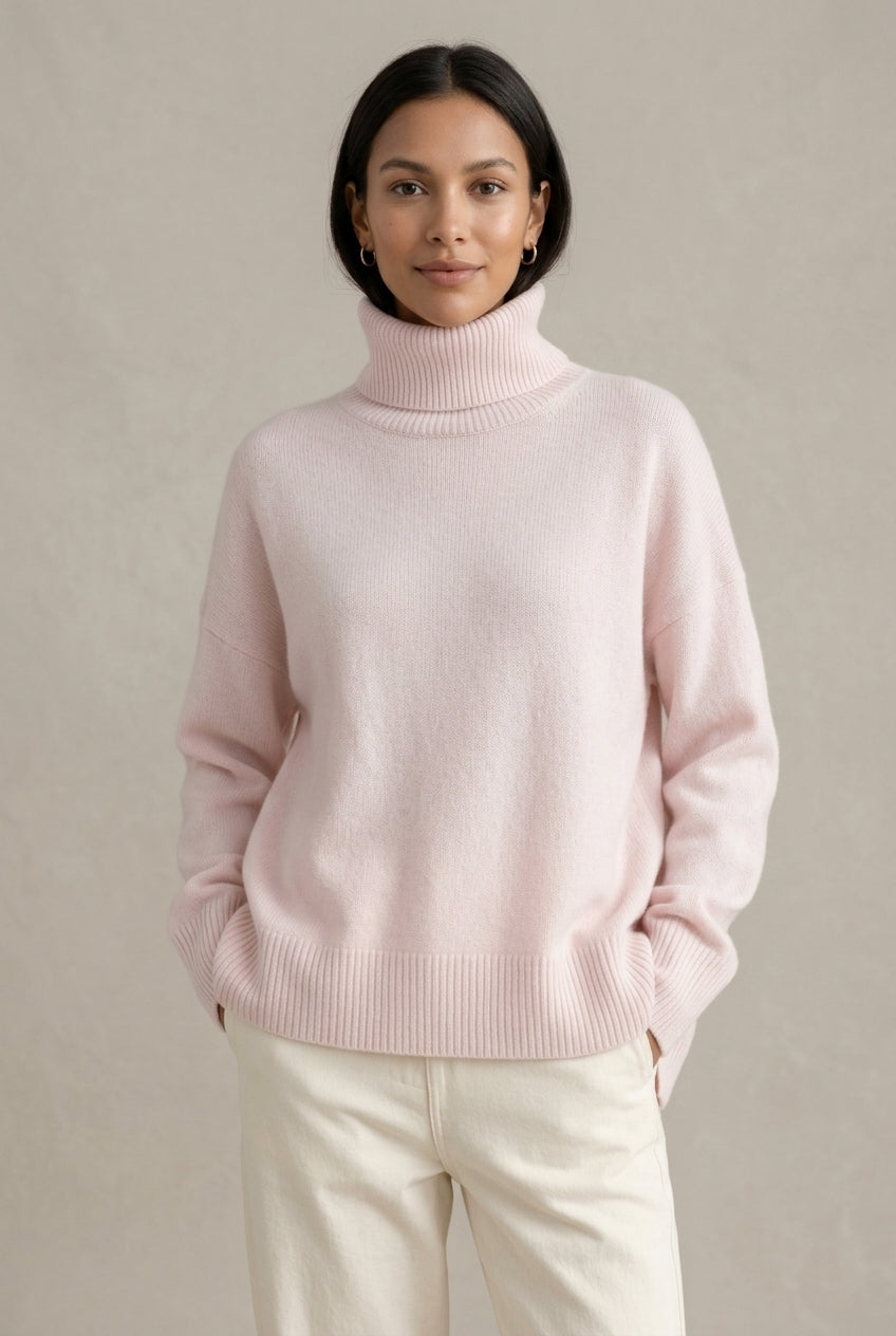 Women Sweater | Oversized Turtleneck with Ribbed Cuffs and Hem