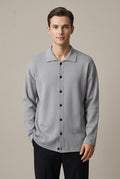 Men Cardigan | Oversized Fit with Spread Collar Button Front
