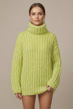 Women Sweater | Oversized Ribbed Knit with Turtleneck Collar