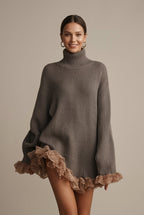 Women Dress | Oversized Rib-Knit Mini with Turtleneck