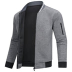 Men Jacket | Quilted Panels with Stand Collar and Zip Front