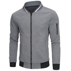 Men Jacket | Quilted Panels with Stand Collar and Zip Front