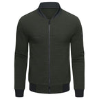 Men Jacket | Quilted Panels with Stand Collar and Zip Front