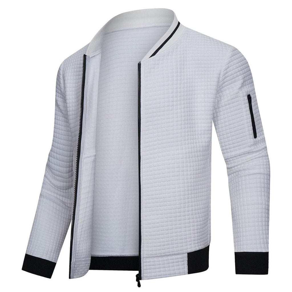 Men Jacket | Quilted Panels with Stand Collar and Zip Front