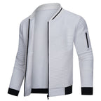 Men Jacket | Quilted Panels with Stand Collar and Zip Front