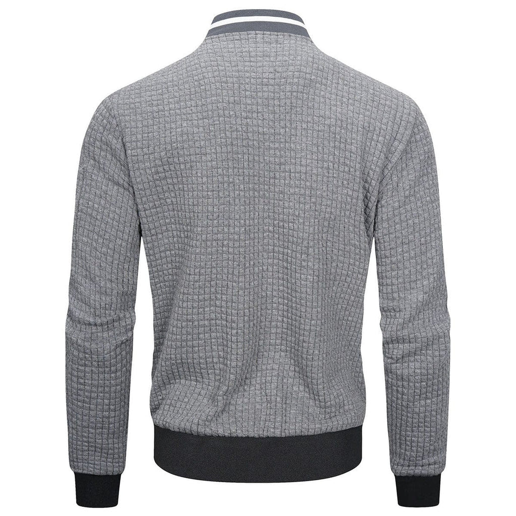 Men Jacket | Quilted Panels with Stand Collar and Zip Front